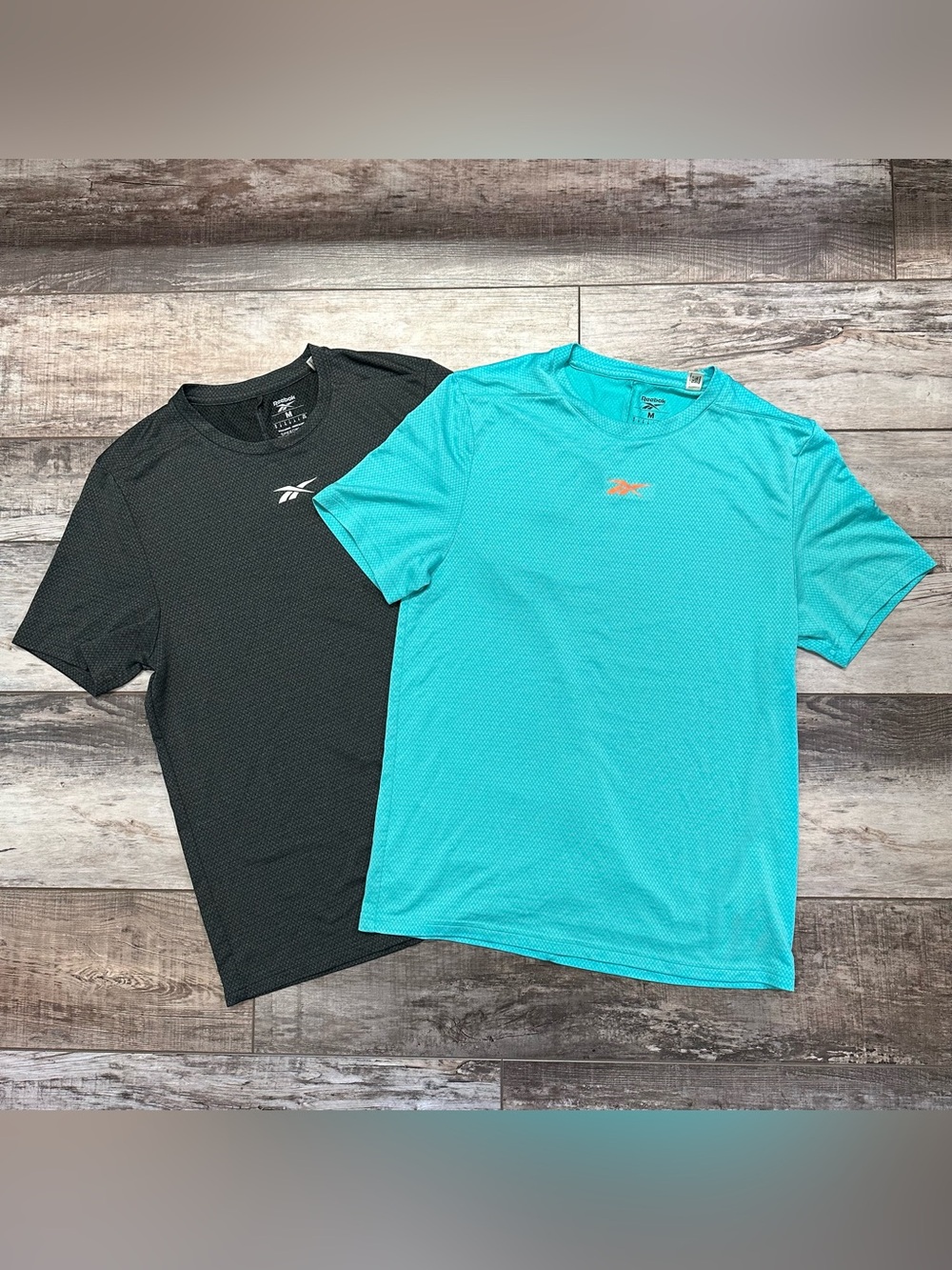 Reebok Men's Short Sleeve Performance Tees — Turquoise and Black
